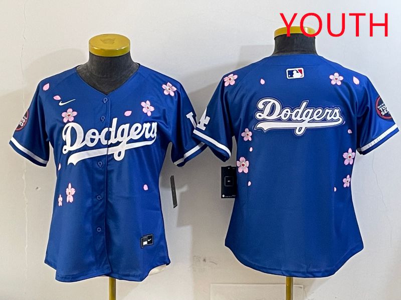 Youth Los Angeles Dodgers Blank Blue Sakura Edition 2025 Nike MLB Jersey style 13